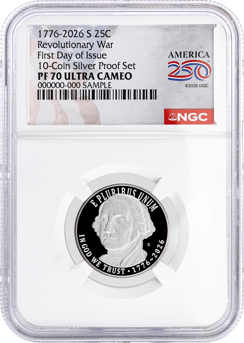 2026 S Semiquincentennial Silver Proof Set 5-Quarter Set NGC PF70 UCAM First Day of Issue America250™ Label #2