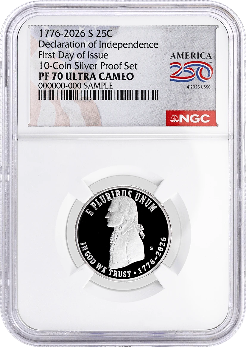 2026 S Semiquincentennial Silver Proof Set 5-Quarter Set NGC PF70 UCAM First Day of Issue America250™ Label #2