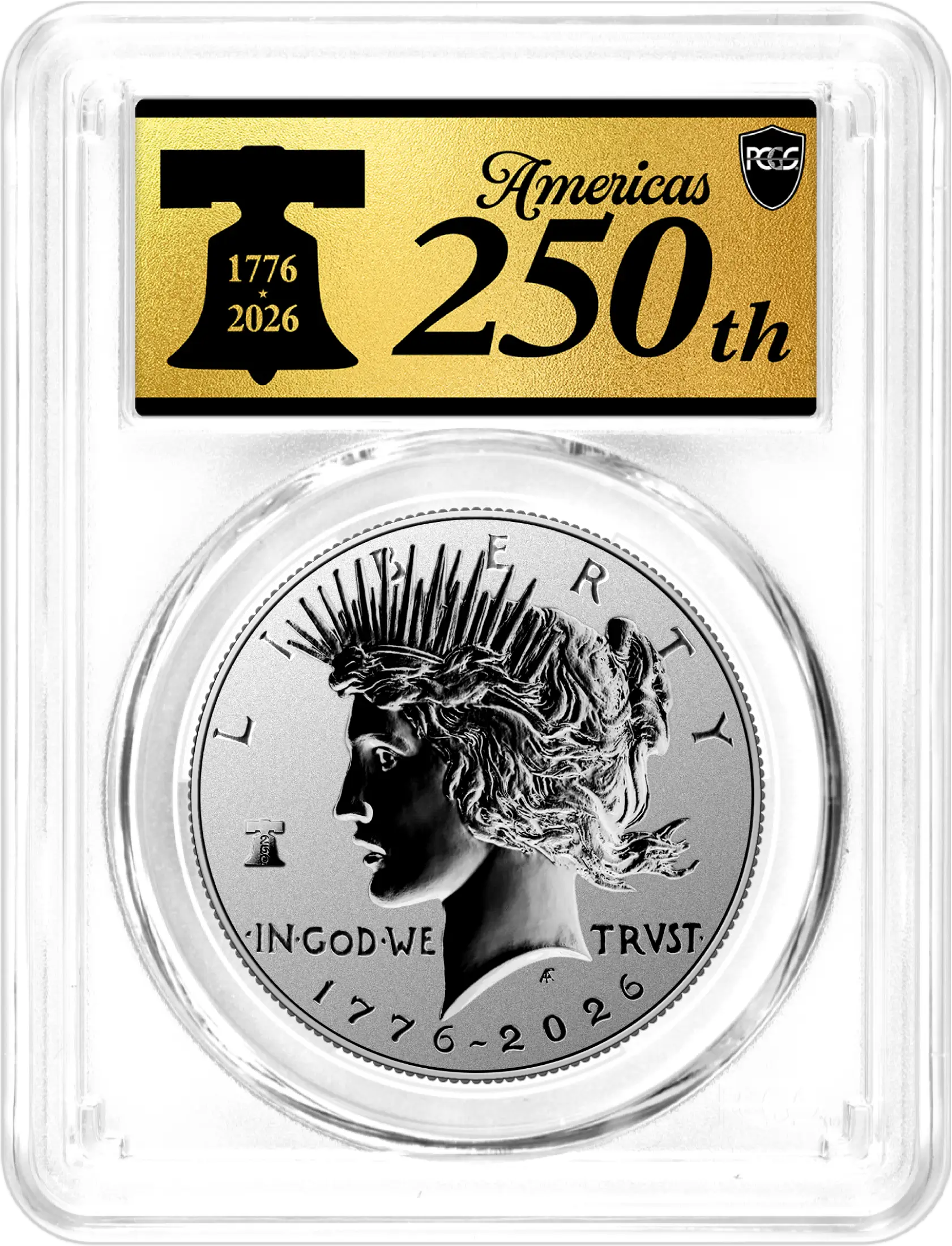 1776-2026 P $1 Reverse Proof Silver Morgan Dollar and Peace Dollar 2-Coin Set PCGS Reverse PR70 Advanced Release America's 250th Gold Label with Bonus 1776 2-Coin Display Case