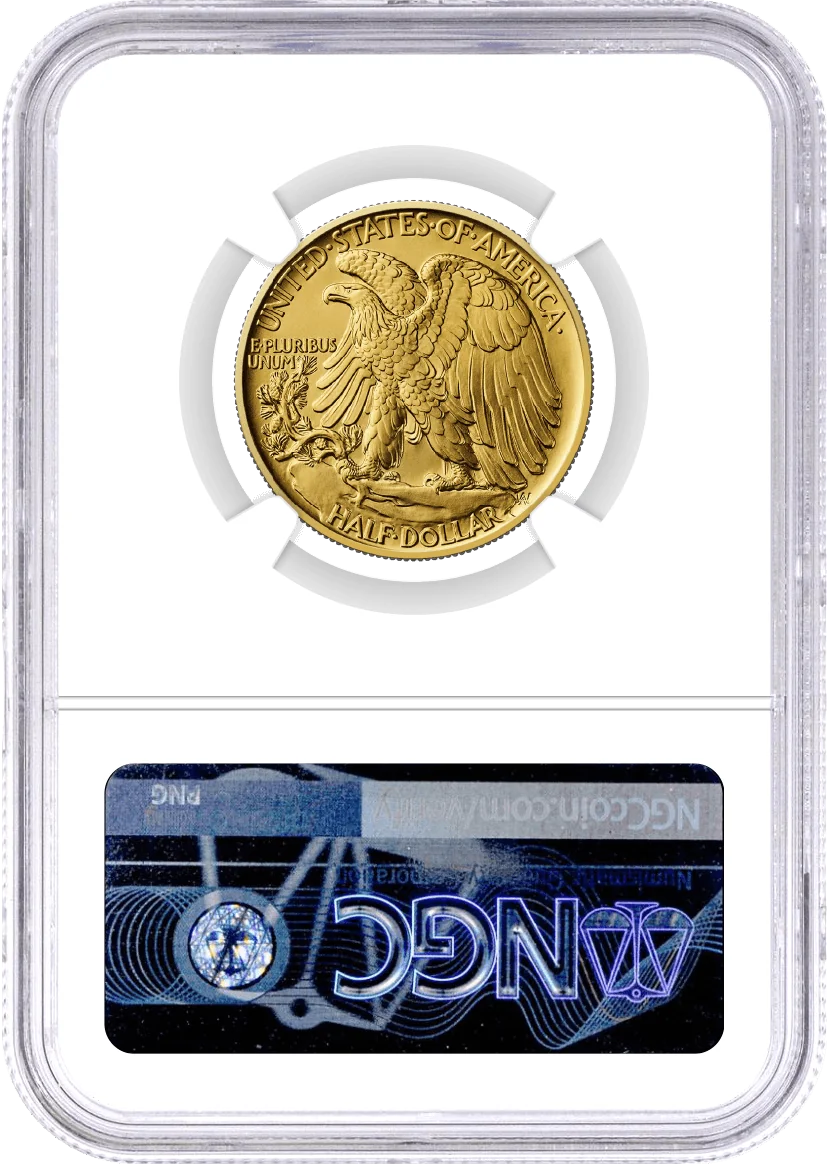 1916(2026) W 50C 24K Gold Walking Liberty Half Dollar with Liberty Bell Privy + Companion Silver Medal Best of the Mint NGC SP70 FDOI Gaudioso Signed 1776 Freedom Label with Bonus 1776 2-Coin Display Case