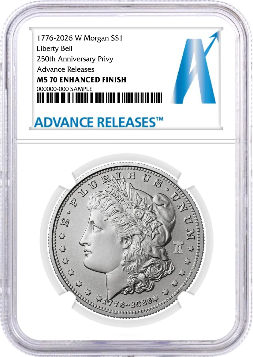 1776-2026 (W) $1 Enhanced Uncirculated Silver Morgan Dollar & Peace Dollar 2-Coin Set NGC MS70 Advance Releases A Label