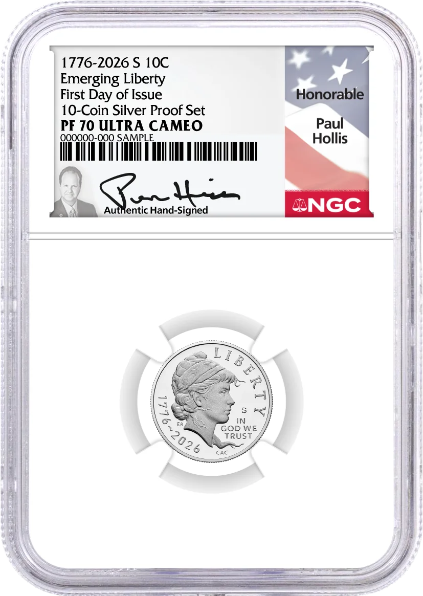 2026 S Semiquincentennial Silver Proof 10-Coin Set NGC PF70 UCAM First Day of Issue Hollis Signed with Coin Advisor 10-Slab Box
