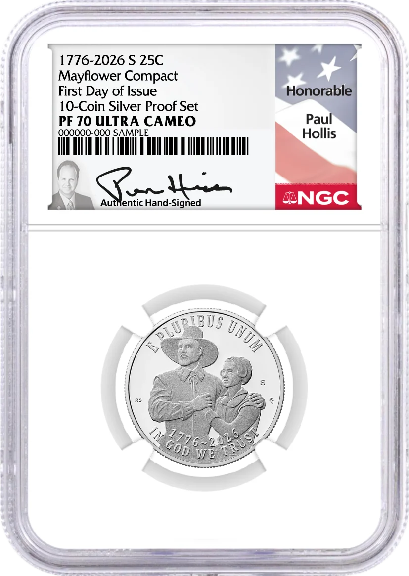 2026 S Semiquincentennial Silver Proof 10-Coin Set NGC PF70 UCAM First Day of Issue Hollis Signed with Coin Advisor 10-Slab Box
