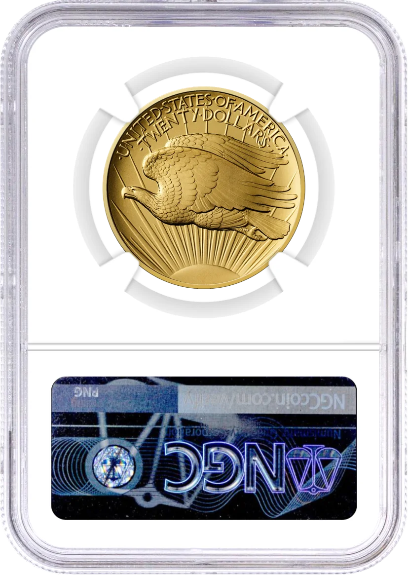 1907(2026) W 24K Gold Saint-Gaudens $20 Coin with Liberty Bell Privy + Companion Silver Medal Best of the Mint NGC SP70 First Day of Issue Hollis Signed Flag Label with Bonus 1776 2-Coin Display Case