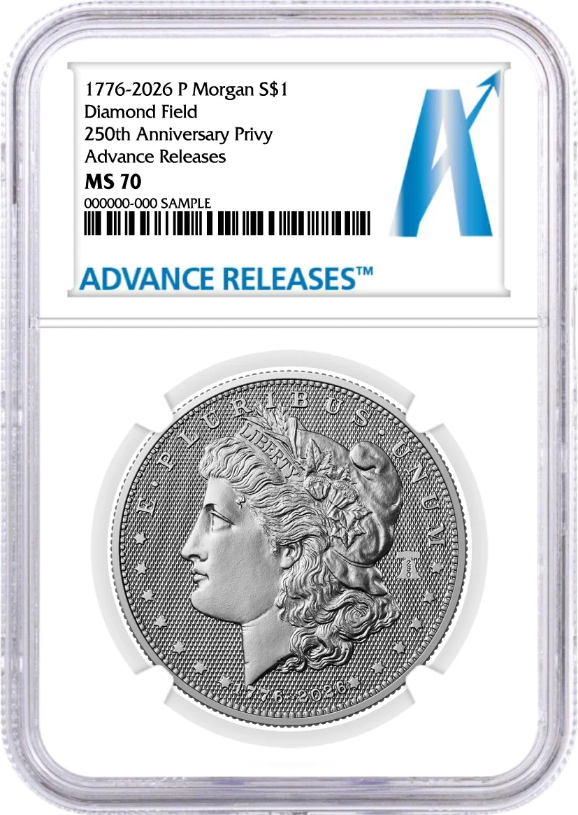 1776-2026 P $1 Diamond Field Silver Morgan Dollar & Peace Dollar 2-Coin Set NGC MS70 Advance Releases A Label