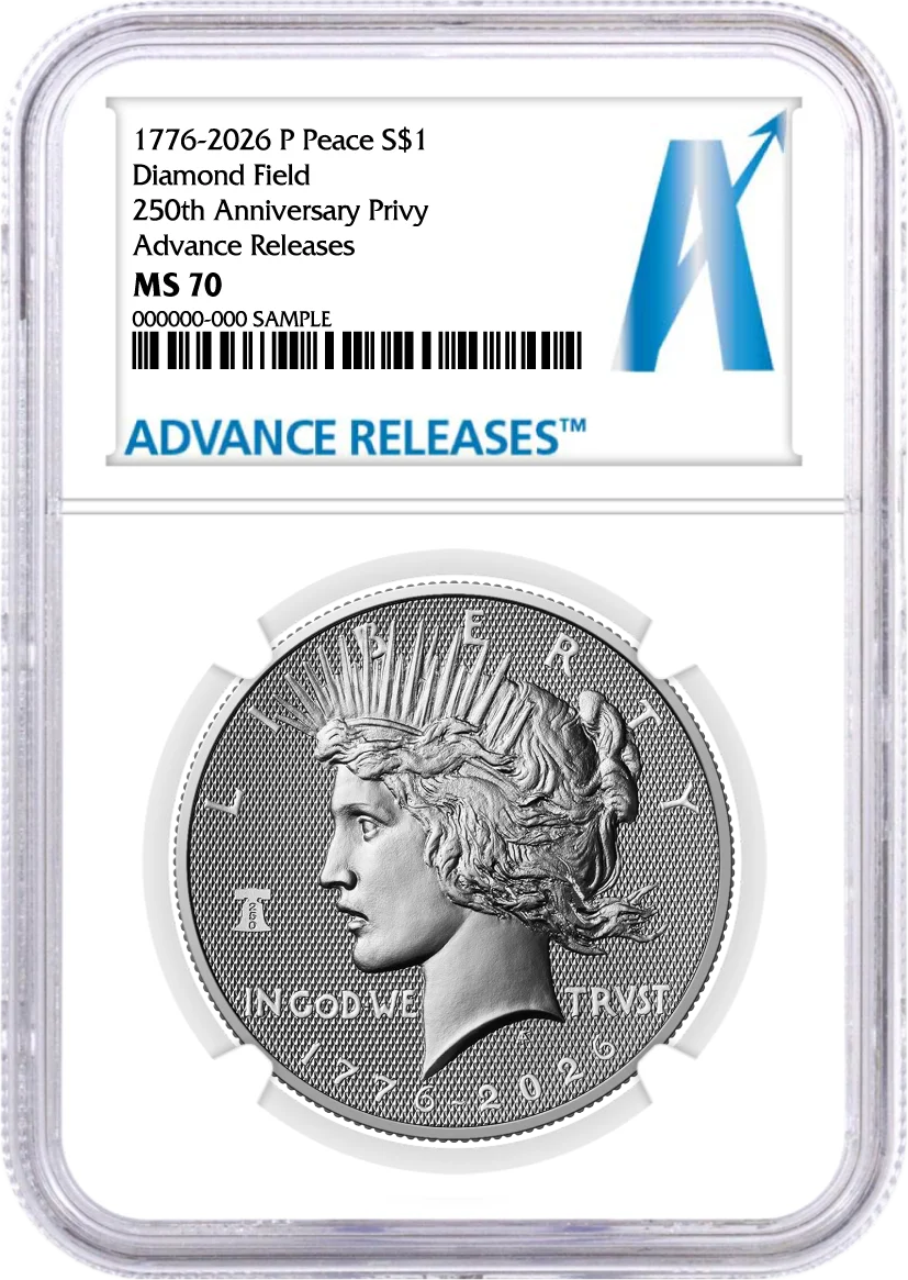 1776-2026 P $1 Diamond Field Silver Morgan Dollar & Peace Dollar 2-Coin Set NGC MS70 Advance Releases A Label