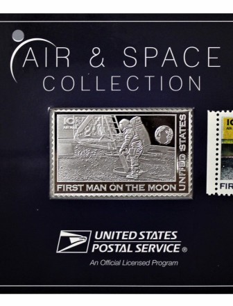 2019 USPS Air and Space Collection Apollo First Man on the Moon 1oz .999 Fine Silver Bar and Stamp