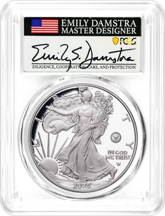 2025 S $1 1oz Silver Eagle 250th Anniversary United States Navy Privy PCGS PR70 DCAM Advance Releases Damstra Signed Flag Label