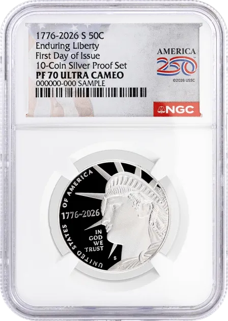 2026 S 50C Semiquincentennial Silver Proof Set Enduring Liberty Half Dollar NGC PF70 UCAM First Day of Issue America250™ Label #2