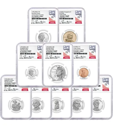2026 S Semiquincentennial Silver Proof 10-Coin Set NGC PF70 UCAM First Day of Issue Hollis Signed with Coin Advisor 10-Slab Box