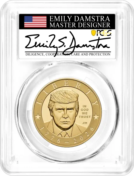 2026 W 24K Gold Proof Semiquincentennial Donald J. Trump PCGS PR70 DCAM Advanced Release Damstra Signed Flag Label with Triple Bonus 1776 Display Case and MS66 Privy + 25-Coin Roll