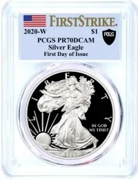 2020 W Proof Silver Eagle PCGS PR70 DCAM First Strike First Day of Issue Black Shield