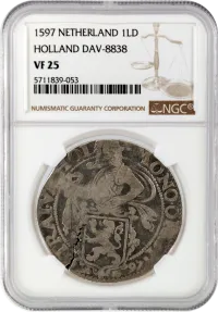 Netherlands 1LD Lion Dollar NGC VF 25