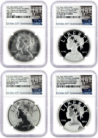 2017 PDSW U.S. Mint 225th Anniversary 4pc American Liberty Silver Medal Set 2020 West Point Mint Hoard NGC 70/70/70/70 