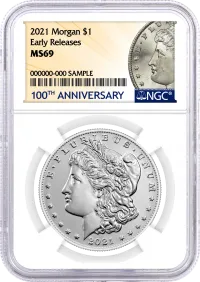 2021 $1 Morgan Dollar NGC MS69 Early Releases 100th Anniversary Label
