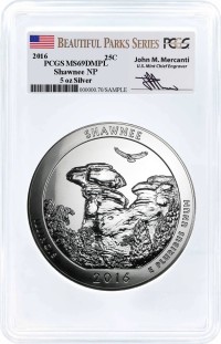 2016 ATB 5oz Silver Shawnee PCGS MS69 DMPL Mercanti Signature