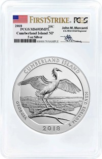 2018 ATB 5oz Silver Cumberland Island PCGS MS69 DMPL First Strike Mercanti Signature
