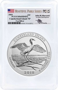 2018 ATB 5oz Silver Cumberland Island PCGS MS69 DMPL Mercanti Signature