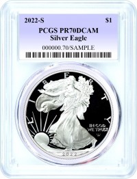 2022 S $1 Proof Silver Eagle PCGS PR70 DCAM Blue Label
