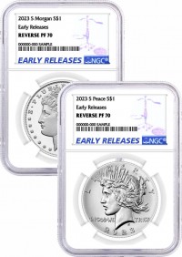 2023 S Silver Morgan and Peace Dollar 2 Coin Reverse Proof Set NGC PF70 Early Releases