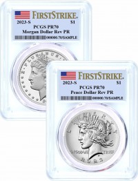 2023 S Silver Morgan and Peace Dollar 2 Coin Reverse Proof Set PCGS PR70 First Strike