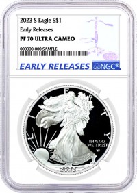 2023 S $1 1 oz Proof Silver Eagle NGC PF70 Ultra Cameo Early Releases Blue Label