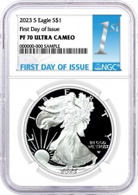 2023 S $1 1 oz Proof Silver Eagle NGC PF70 Ultra Cameo First Day of Issue 1st Label