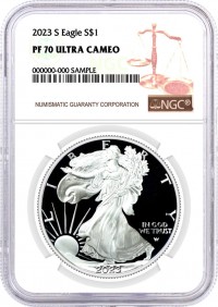 2023 S $1 1 oz Proof Silver Eagle NGC PF70 Ultra Cameo Brown Label