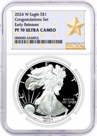 2024 W $1 1 oz Proof Silver Eagle Congratulations Set NGC PF70 Ultra Cameo Early Releases West Point Star Label