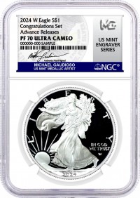 2024 W $1 Proof Silver Eagle Congratulations Set NGC PF70 UCAM Advance Releases Gaudioso Signed U.S. Mint Engraver Series