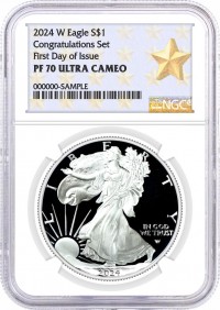 2024 W $1 1 oz Proof Silver Eagle Congratulations Set NGC PF70 Ultra Cameo First Day of Issue West Point Star Label