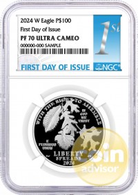 2024 W $100 Proof Platinum Eagle Right to Assemble NGC PF70 Ultra Cameo First Day of Issue 1st Label