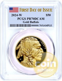 2024 W $50 1 oz Gold Buffalo PCGS PR70 DCAM First Day of Issue