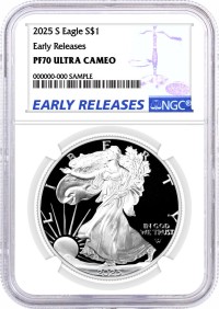 2025 S $1 1 oz Proof Silver Eagle NGC PF70 Ultra Cameo Early Releases Blue Label