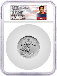 2025 (P) 2.5 oz Silver DC Comics Superman Medal NGC MS70 Matte First Day of Issue Dean Cain Signed with OGP