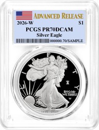 1776-2026 W $1 1 oz 250th Anniversary Liberty Bell Privy Proof Silver Eagle PCGS PR70 DCAM Advanced Release Flag Label