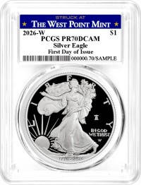 1776-2026 W $1 1 oz 250th Anniversary Liberty Bell Privy Proof Silver Eagle PCGS PR70 DCAM First Day of Issue Struck at West Point Mint Label