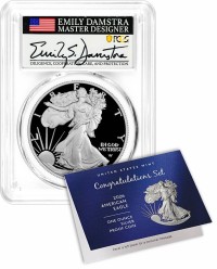 2026 P $1 1 oz Proof Silver Eagle Congratulations Set PCGS PR70 DCAM Advanced Release Damstra Signed Mint Designer Series
