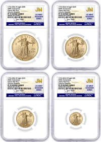 1776-2026 W 1.85 oz 250th Anniversary Liberty Bell Privy Proof Gold Eagle 4-Coin Set NGC PF70 Ultra Cameo Advance Releases Norris Signed U.S. Mint Designer Series