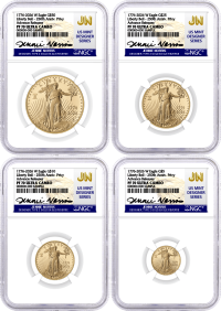 1776-2026 W 1.85 oz 250th Anniversary Liberty Bell Privy Proof Gold Eagle 4-Coin Set NGC PF70 Ultra Cameo Advance Releases Norris Signed U.S. Mint Designer Series