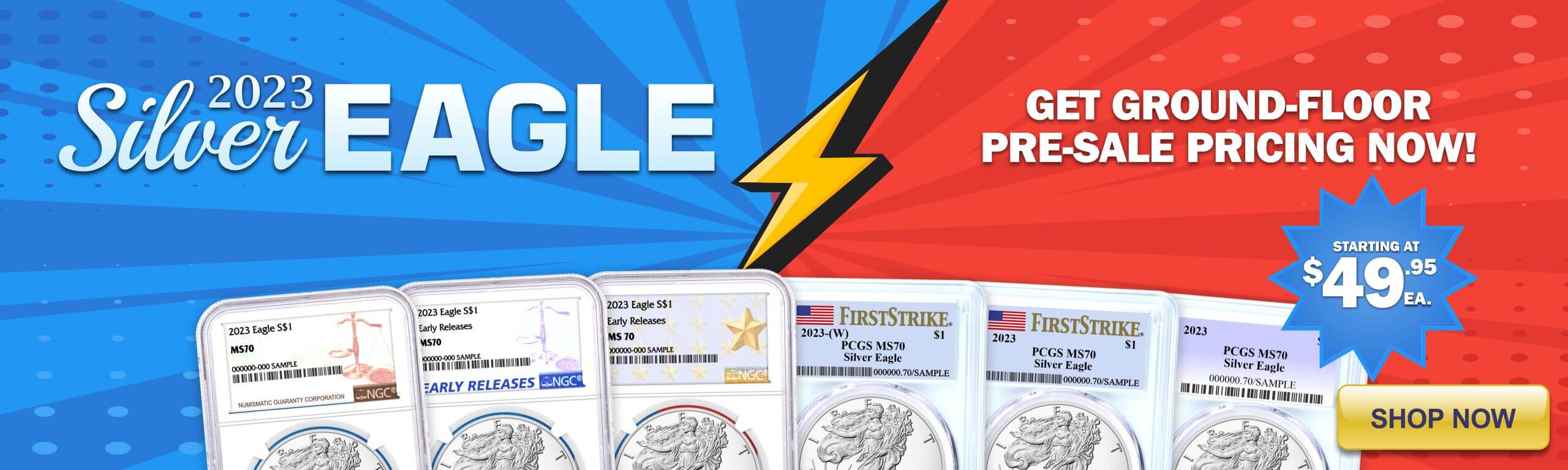 Pre-sale 2023 Silver Eagles starting at just $49.95 each!