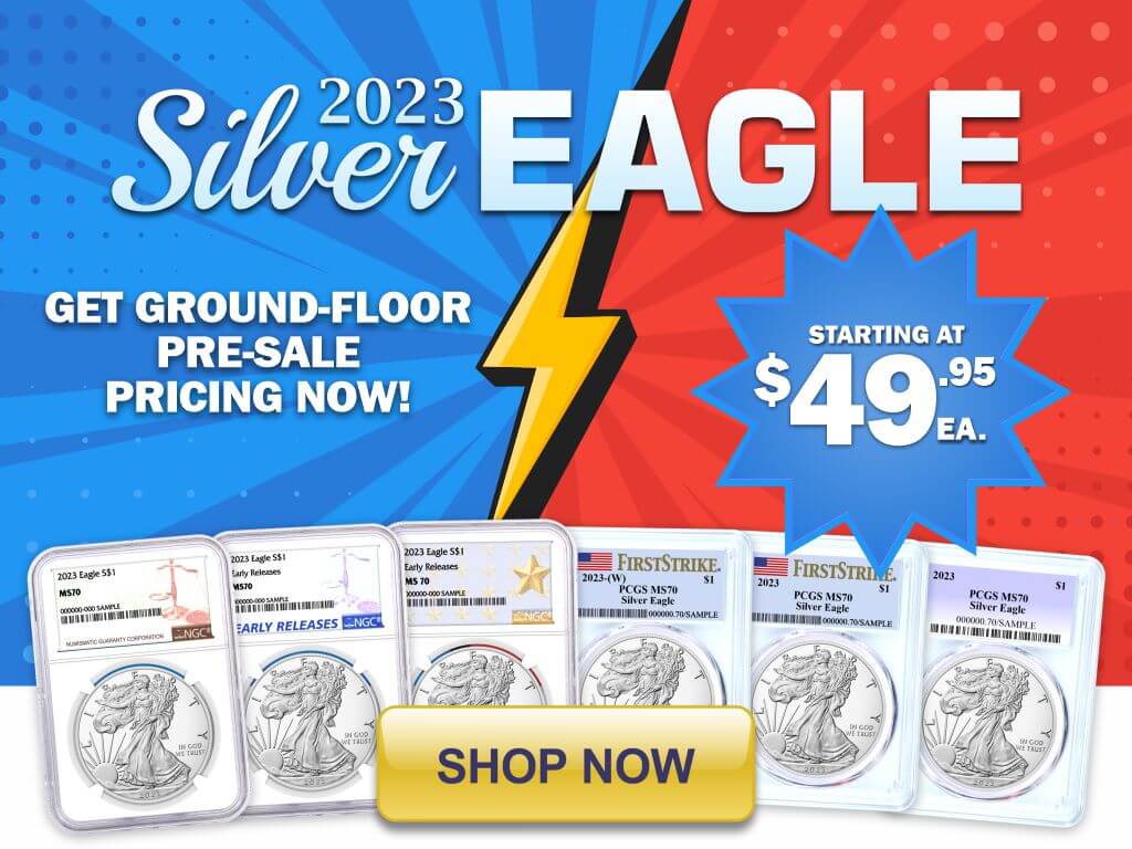 Pre-sale 2023 Silver Eagles starting at just $49.95 each!